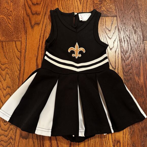 New Orleans Saints Fleur-de-Lis Cheerleader Bodysuit Dress Baby Girl 12 Months - Picture 4 of 12